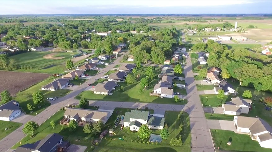 Aerial view of the city